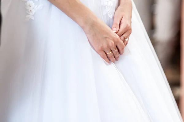 Hands Bride White Dress — Zdjęcie stockowe