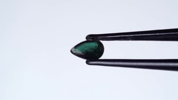 Natural Green Kornerupine Gemstone Tweezer Turn Table — Stock Video