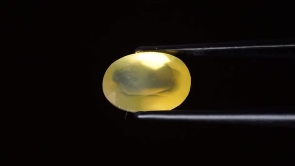Φυσικό Opal Gemstone Στο Tweezer Στο Παρασκήνιο — Αρχείο Βίντεο