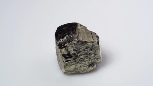 Piedras Preciosas Pirita Plata Natural Mesa Giratoria Blanca — Vídeos de Stock