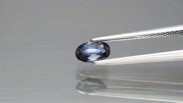 Natural Blue Sapphire Gemstone Turning Table — Stock Video