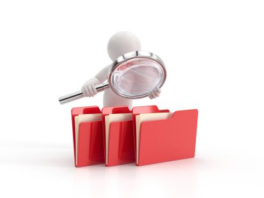 3D küçük insanlar - dosyaları inceliyor