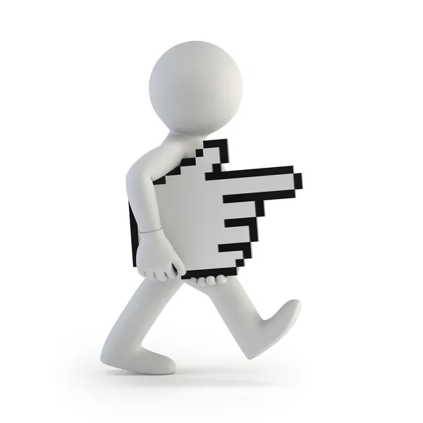 3d small people - carries hand cursor — Stock Photo, Image