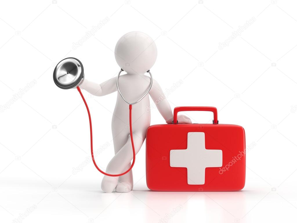 Kit medico estetoscopio | estetoscopio y botiquín — Foto de stock