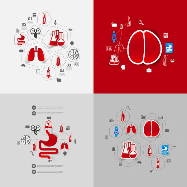 Autocollants de médecine infographies — Image vectorielle