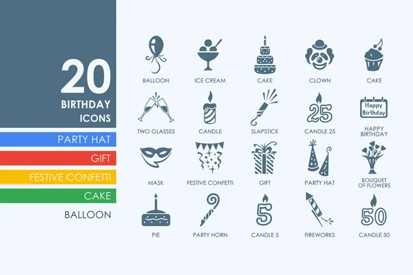 Set of birthday icons — Stock Vector