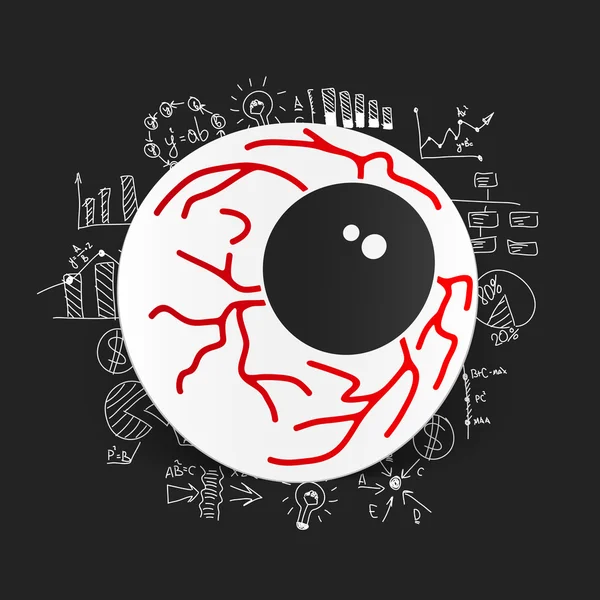 Eyeball sticker and business formulas — Stock Vector