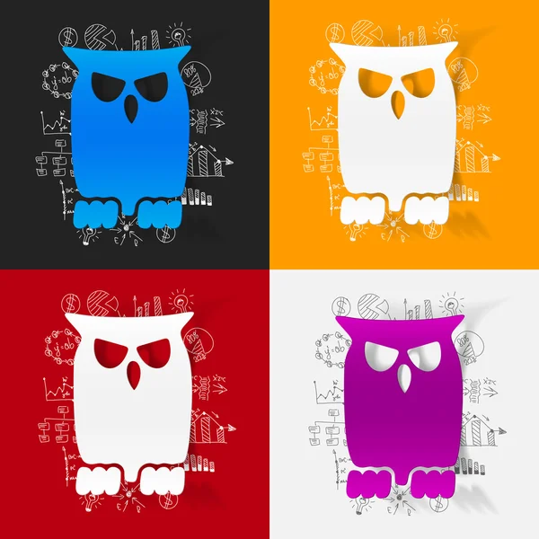 Four owls stickers — Stock Vector