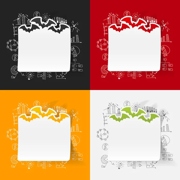 Quatre autocollants chauves-souris colorés — Image vectorielle