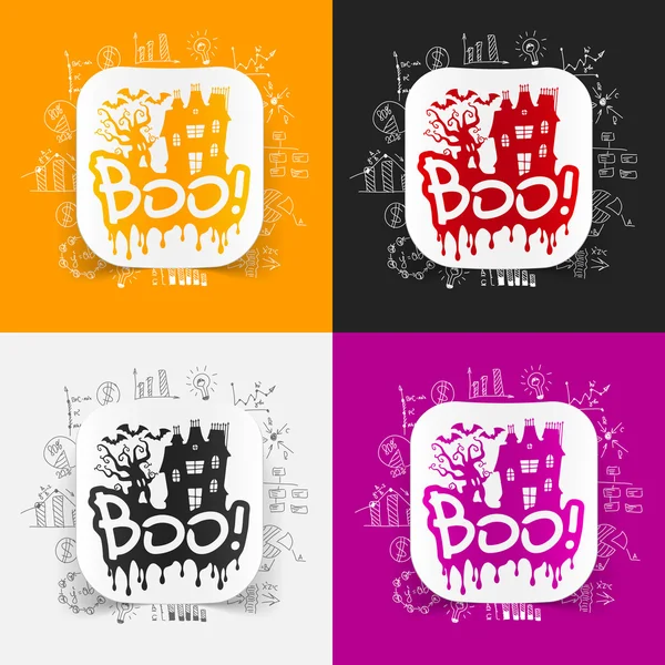 Four boo stickers — Stock Vector