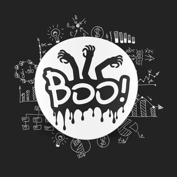 Autocollant Boo avec des formules d'affaires — Image vectorielle