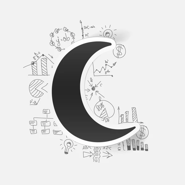 Moon sticker with business formulas — Stock Vector