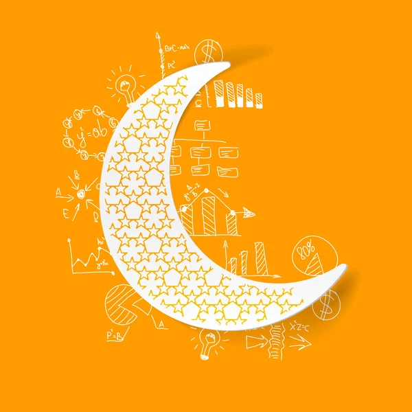 Moon sticker with business formulas — Stock Vector
