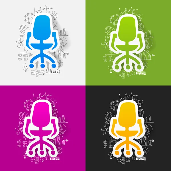 Four office chairs stickers — Stock Vector