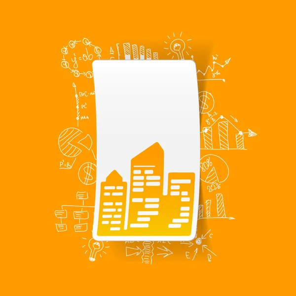 Sticker gratte-ciel ville jaune — Image vectorielle