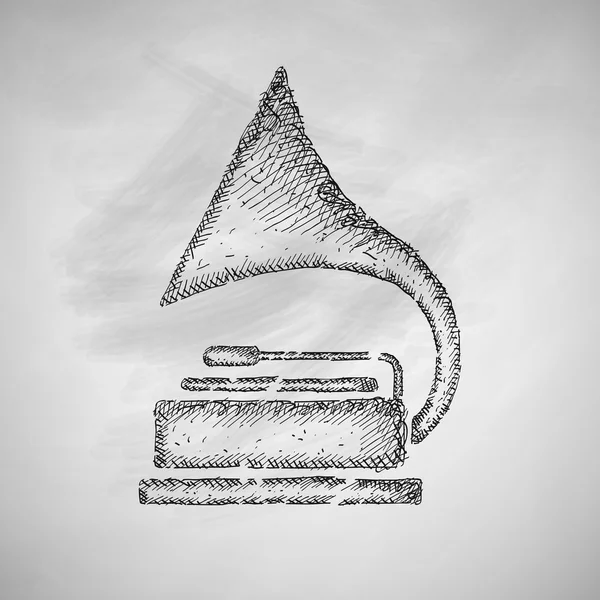 Icône gramophone noir — Image vectorielle