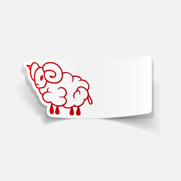 Witte en rode schapen label — Stockvector