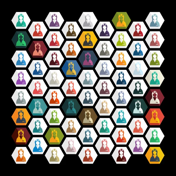 Colorful nurses icons — Wektor stockowy