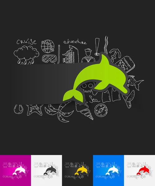 Sticker papier dauphin — Image vectorielle