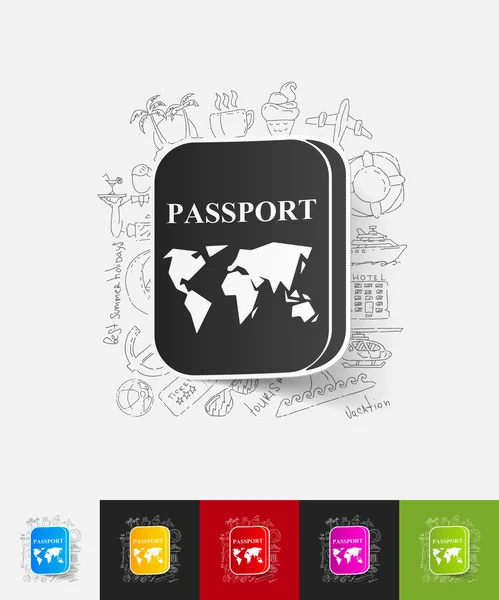 Passport papper klistermärke — Stock vektor