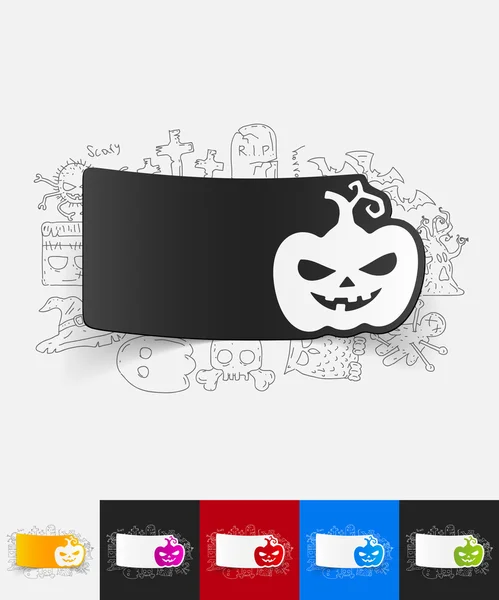 Pumpkin paper sticker — Stock Vector