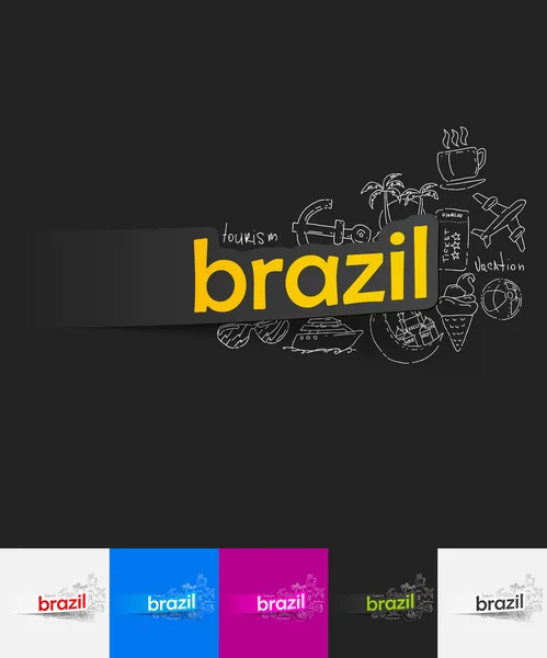 Brazil paper sticker — Stock Vector