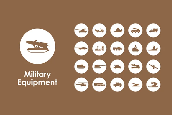 Набір військової техніки прості значки — стоковий вектор