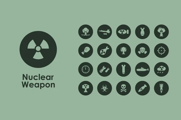 核兵器のシンプルなアイコンのセット — ストックベクタ