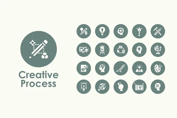 Conjunto de ícones simples processo criativo — Vetor de Stock