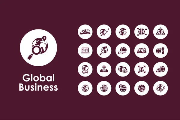Reihe von globalen Geschäftssymbolen — Stockvektor