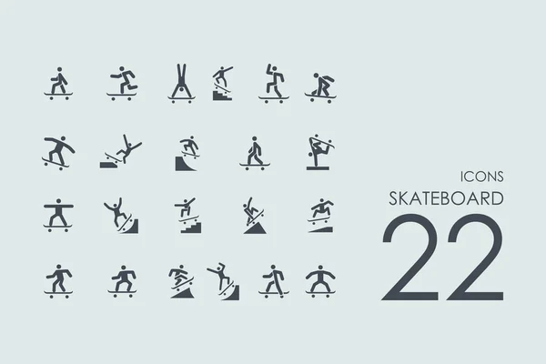 Set di icone di skateboard — Vettoriale Stock