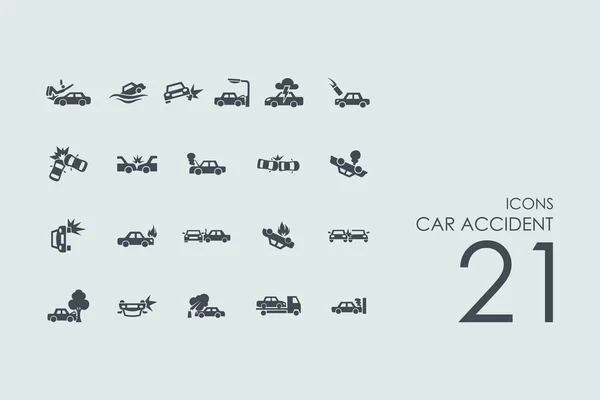 Conjunto de iconos de accidente de coche — Vector de stock