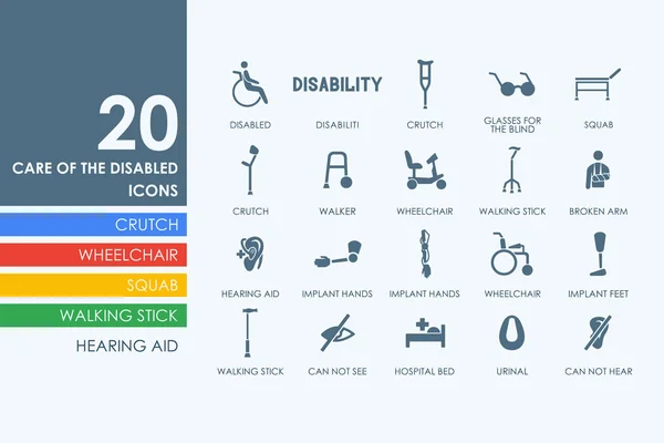 Conjunto de iconos de personas con discapacidad — Archivo Imágenes Vectoriales