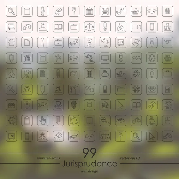 Ensemble d'icônes de jurisprudence — Image vectorielle