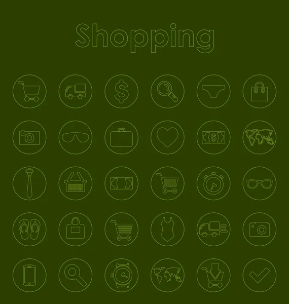Set van de eenvoudige pictogrammen winkelen — Stockvector