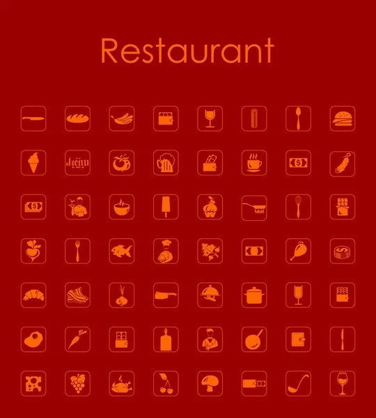 Набор простых икон ресторана — стоковый вектор