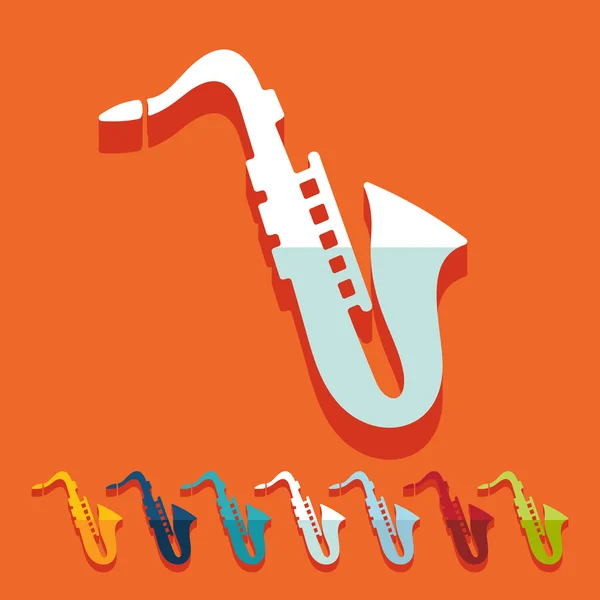 Flaches Design: Saxophon-Ikonen — Stockvektor