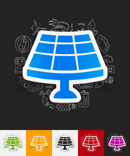 Solar battery paper sticker — Stock Vector