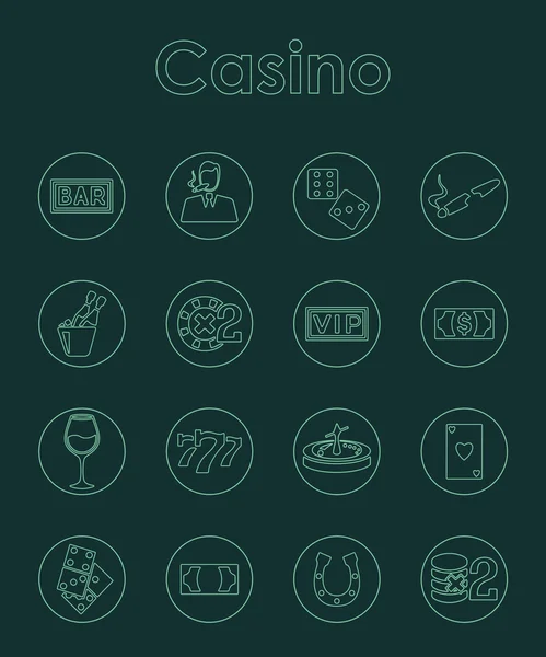 Set van de eenvoudige pictogrammen casino — Stockvector