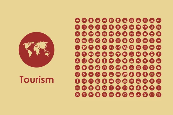 Ensemble d'icônes touristiques simples — Image vectorielle
