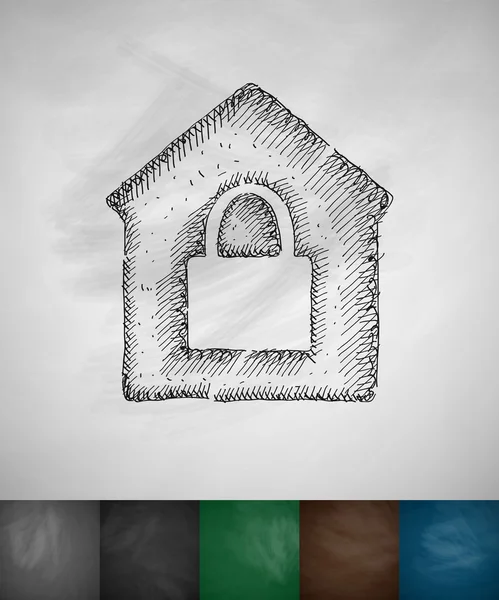 Дом под защитой значок — стоковый вектор