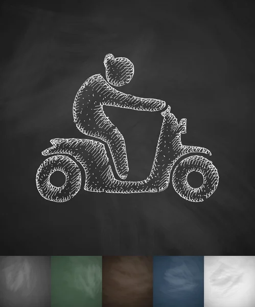 Vrouw op het pictogram van de bromfiets. — Stockvector