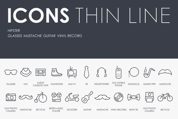 Hipster Thin Line iconos — Vector de stock