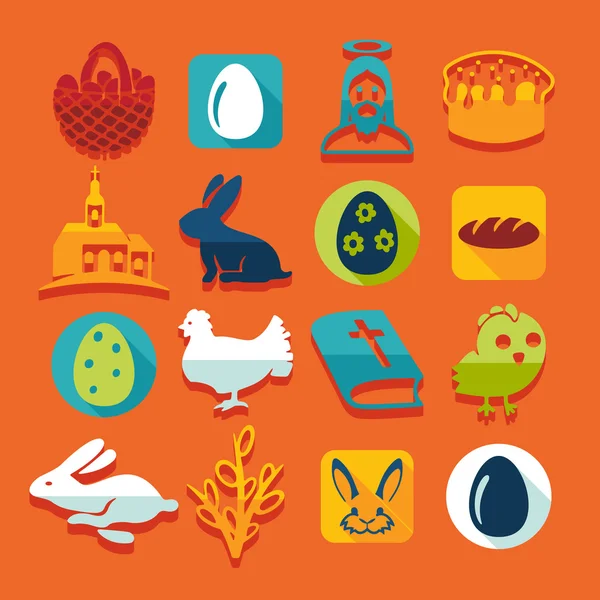 Conjunto de iconos de Pascua — Vector de stock