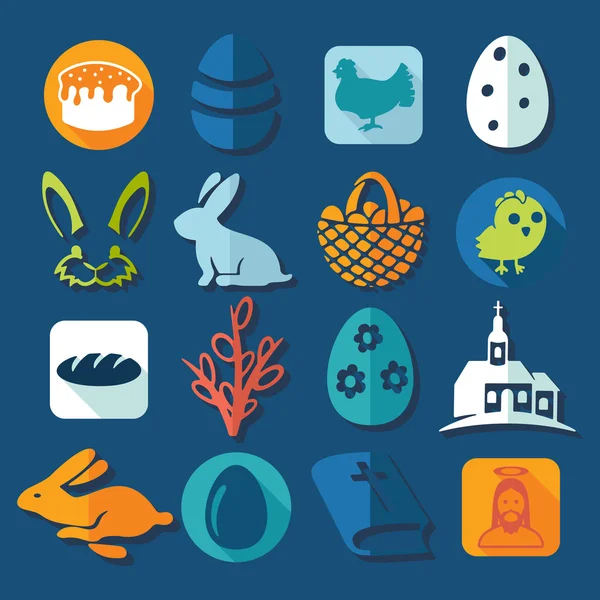 Conjunto de iconos de Pascua — Vector de stock