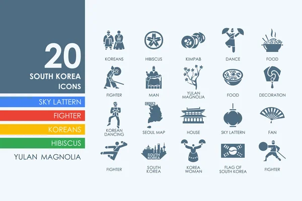 Set van Zuid-Korea pictogrammen — Stockvector