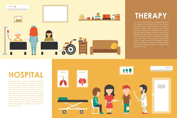 Hospital Terapia plana Ilustración — Archivo Imágenes Vectoriales