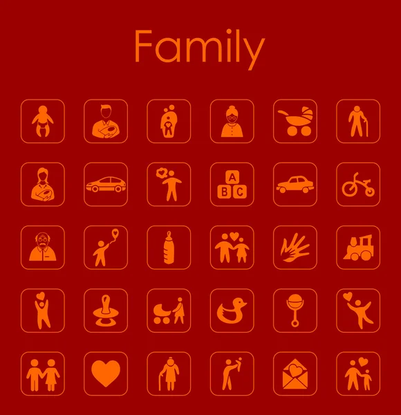 Ensemble d'icônes simples familiales — Image vectorielle