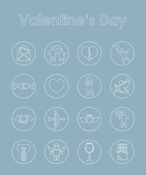 Et sett med enkle ikoner på Valentinsdagen – stockvektor