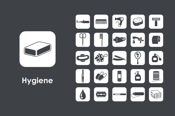 Set van de eenvoudige pictogrammen hygiëne — Stockvector